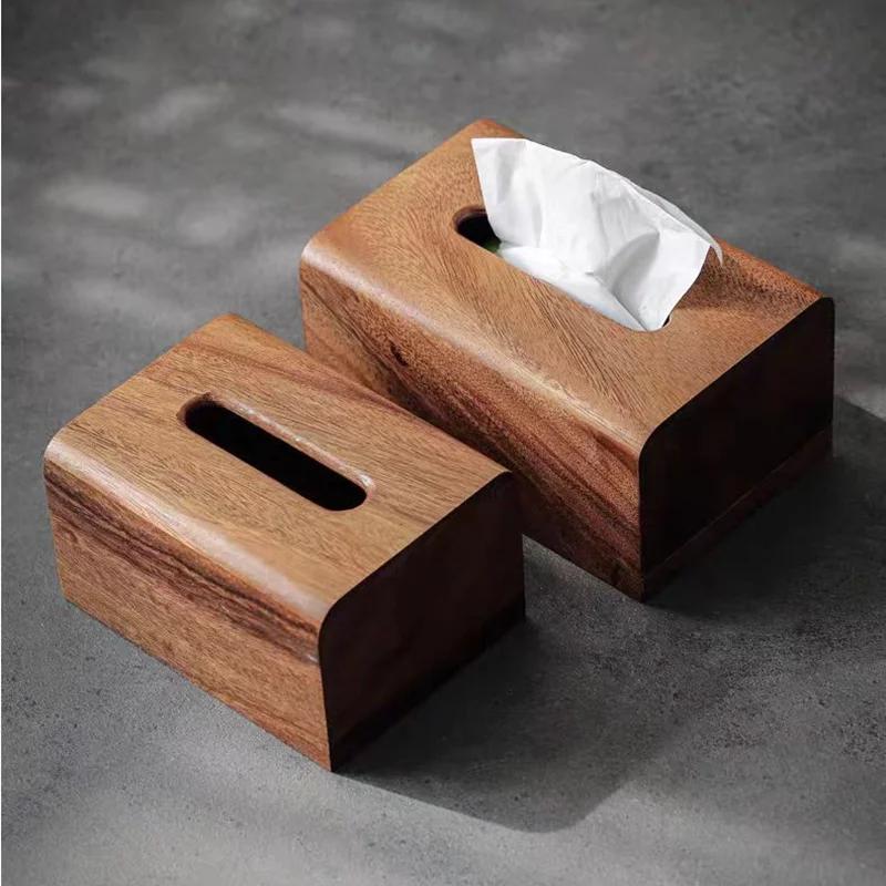 Rectangular Walnut Tissue Box, Living Room Wooden Tissue Storage Box, Dining Table Center Napkin Holder, Home Decoration