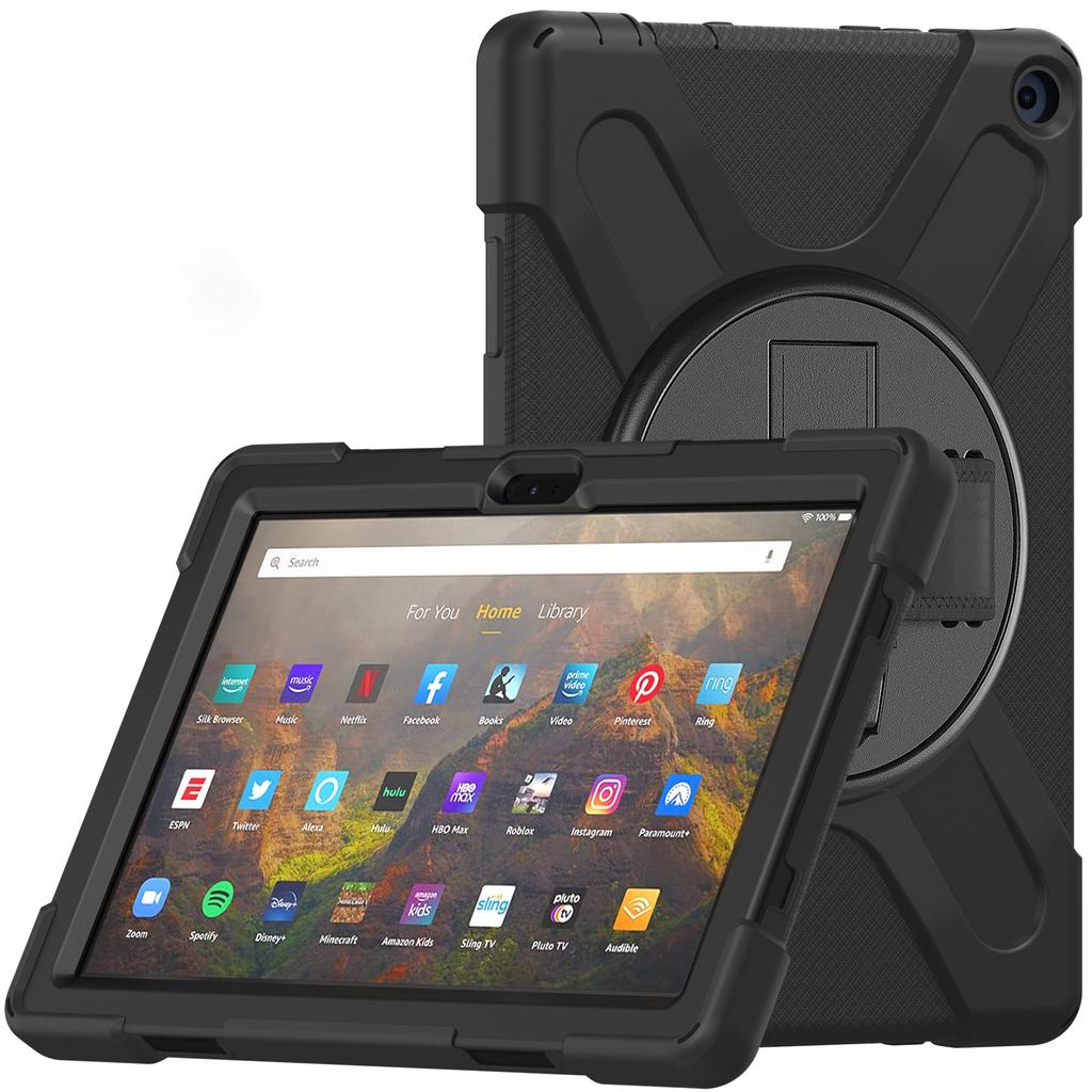 Private Mold Armored Shockproof Kickstand Tablet Case for Fire HD 10/10 Plus 2021 with Shoulder Strap and Palm Band 27x19