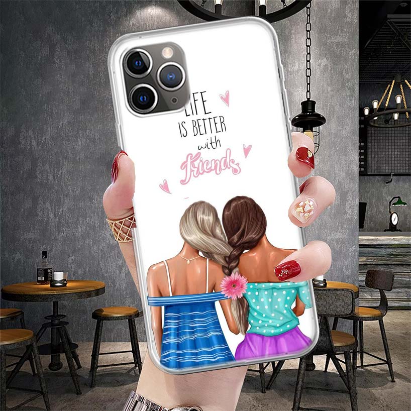 Girls Best Friends Forever BFF Soft Phone Case For IPhone 18 11 17 Air 16E 16 Pro Max 15 + 14 Plus 13 Mini 12 Apple 7 SE 8 Fundas C