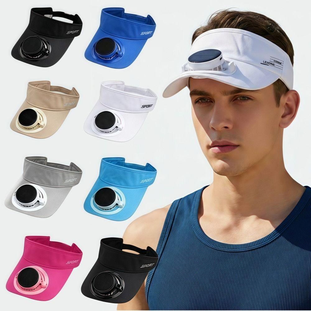 Quick-drying Solar Fan Sun Visors Hat USB Charging UV Protection Unisex Sun Hat Adjustable 300/600mA Baseball Cap Summer Outdoor