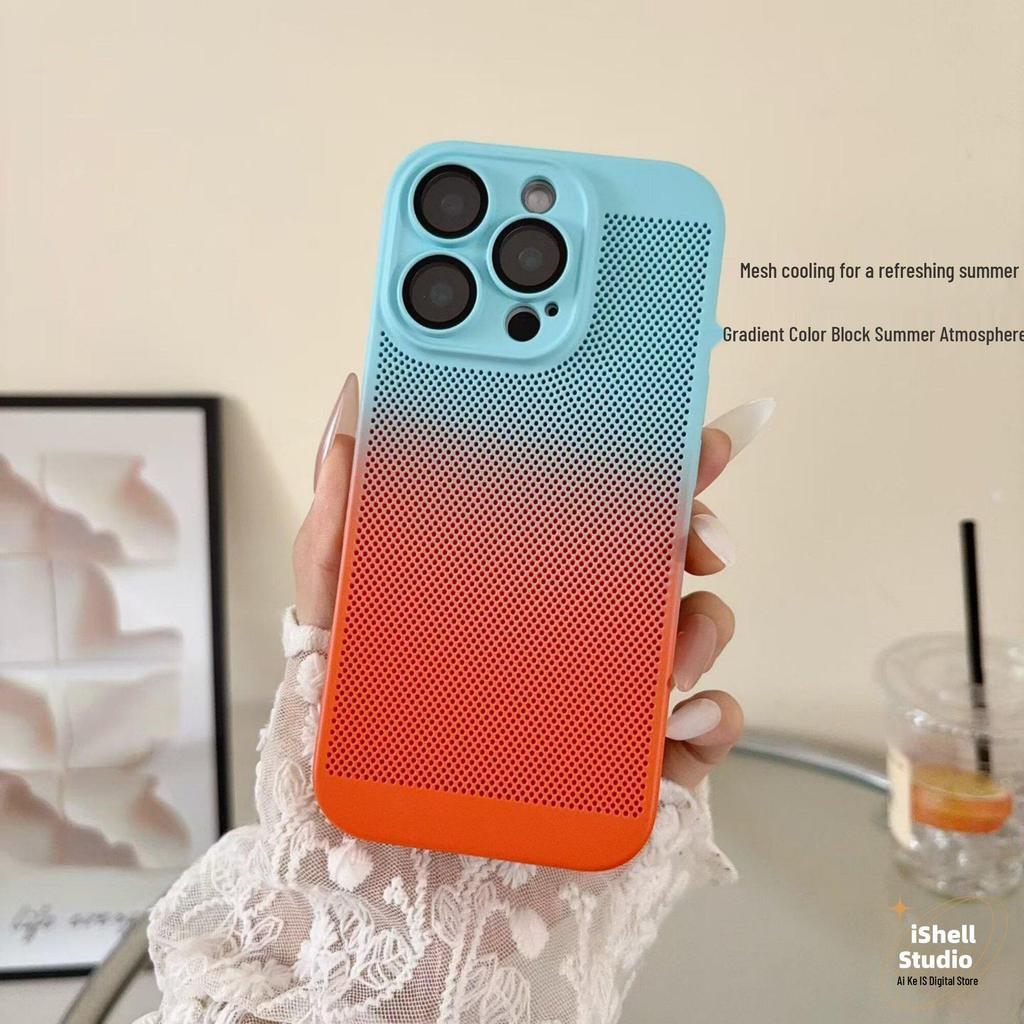 Apple 16 Pro Max Gradient Color Heat Dissipation Phone Case - Full Lens Coverage for iPhone 15/14/13
