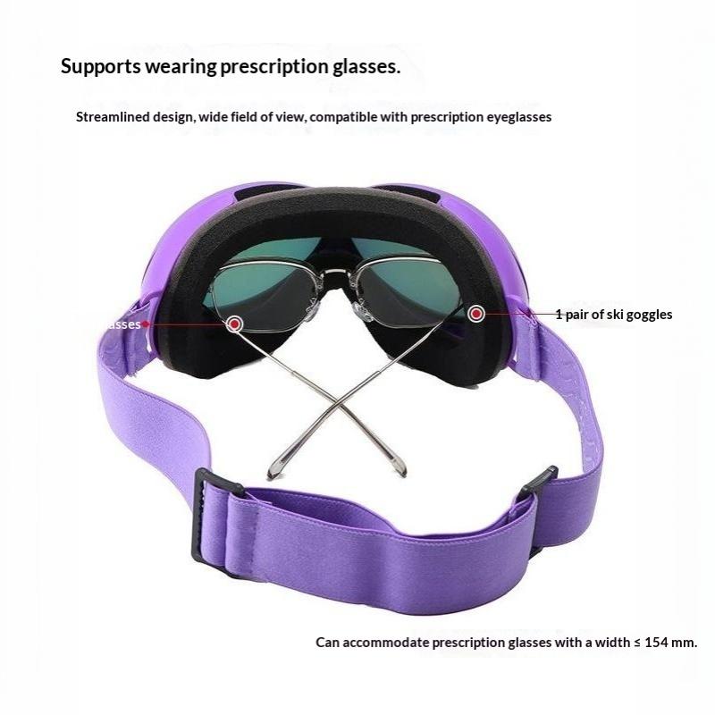 Ski Goggles Adult Double Layer Anti-Fog Colorful Round Frame Adjustable Strap Goggles for Skiing Snowboarding Sports