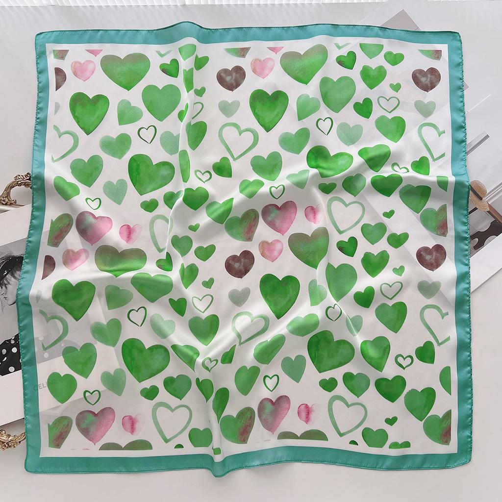 Love Printing Simulation Silk Scarf Women'S Summer 70Cm Premium Foreign Style Square Scarf Decorative Shawl