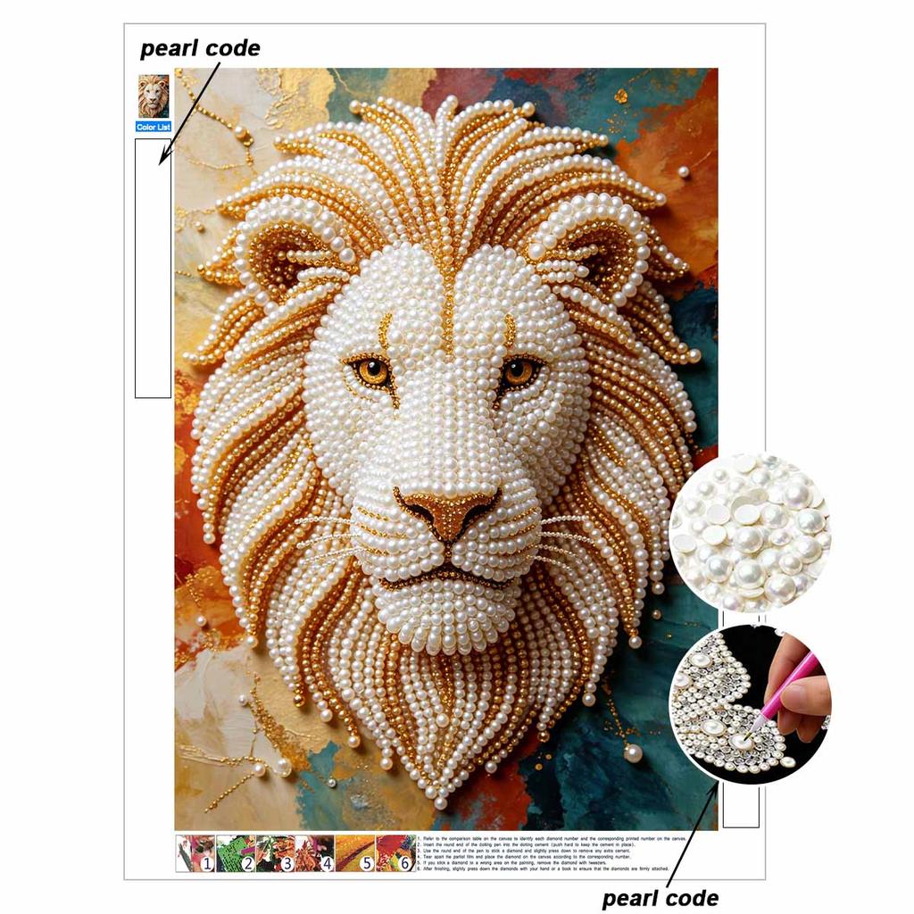 Pearl Art Painting Home Wall Decor Golden Lion Pearl Gemstone Painting Picture Crafts Adult/Beginner Gift Creative Home Decor Unframed