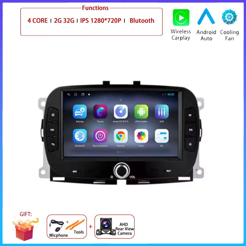 For FIAT 500 2016 2017 2018 2019 Car Carplay Auto  Android  Radio Navigation GPS Multimedia Video Player  5G WIFI