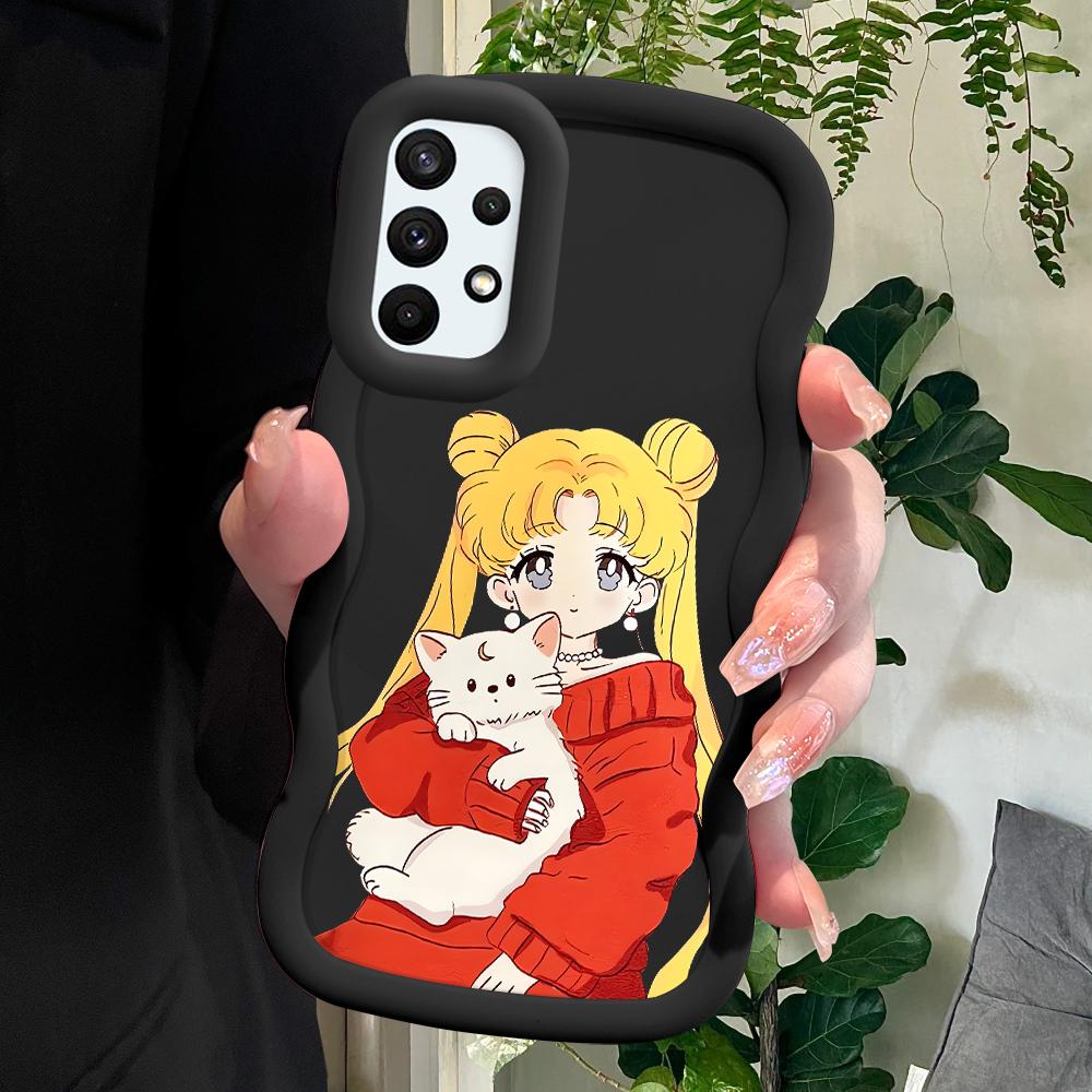 

Окрашенный узор Big Wave Edge Мягкий силиконовый материал Macaron чехол для телефона противоударный защитный резиновый чехол для Samsung Xiaomi Poco Redmi Redmi Note 13 Pro 5G чёрный