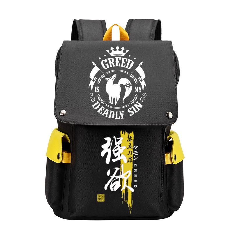 Anime Peripheral Backpack Anime Seven Deadly Sins Seven Original Sins Angry Arrogance School Bag Men'S Backpack