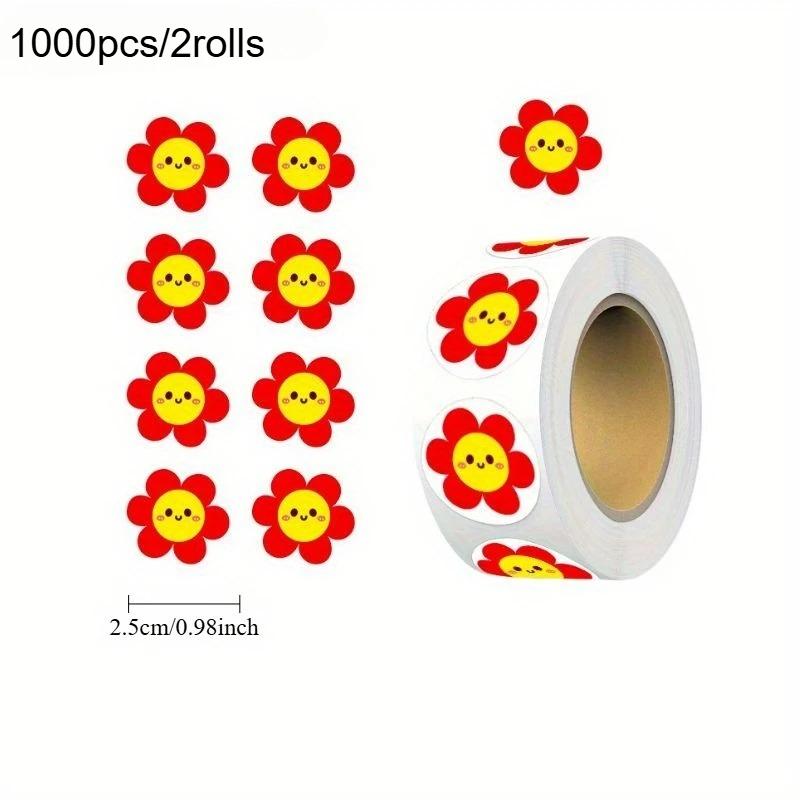 

1000pcs/2rolls School Reward Stickers Red Flower Sticker Phones Laptops Notebooks Decoration Stickers Scrapbooking Supplies