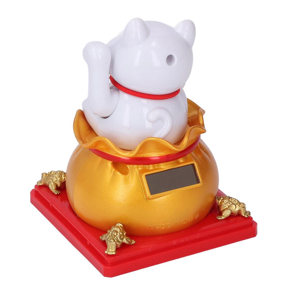 Lucky Cat Statue Automatic Waving Arm Solar Powered Wealth Welcoming Lucky Cat for Present Cash