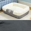 2026 New Luxury Rabbit Fur Pet Bed Square Cotton Linen Dog and Cat Mat, Cozy and Insulated Pet Crib
