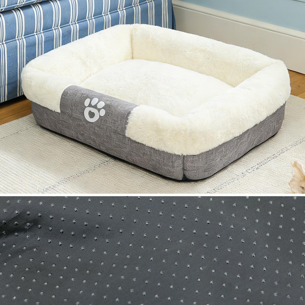 2026 New Luxury Rabbit Fur Pet Bed Square Cotton Linen Dog and Cat Mat, Cozy and Insulated Pet Crib