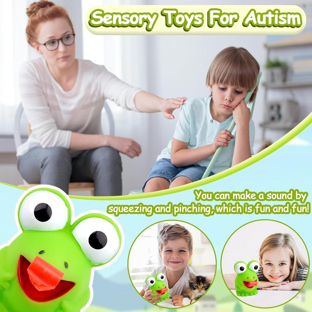 Giocattoli Spremibili Rana Dinosauro, Giocattolo Sensoriale Strizza Squittisce con Lingua Fuori per Bomboniera, Novità Antistress Fidget Toys