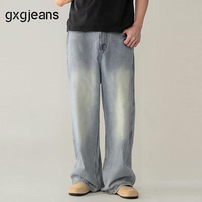 GXG Jeans Men's Fashion Retro Washed Loose Fit Denim Long Pants