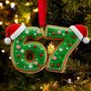 Christmas 67 Meme Acrylic Ornament Flat Santa Claus Reindeer Ice Cream Six Seven Xmas Tree Hanging Decoration Holiday Party Pendant