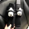 Cartoon Panda Car Decor Set: Gear Shift, Handbrake, Roof Handle, Seat Belt Pads