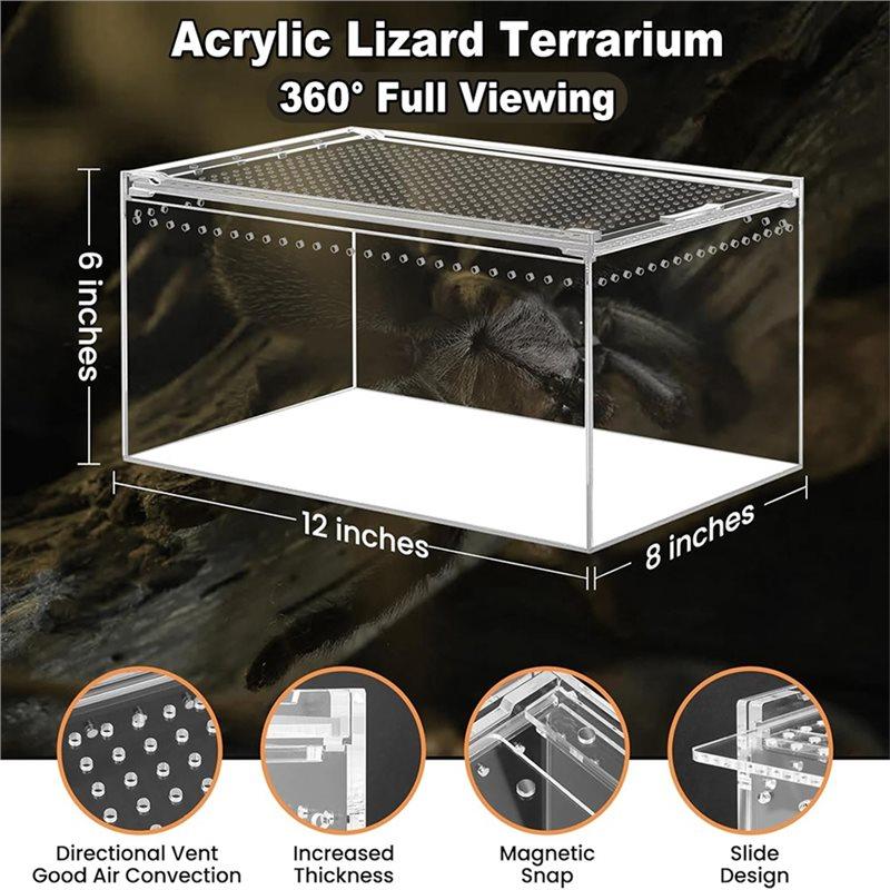 Turtle Terrarium Acrylic Lizard Reptile Kennel For Jumping Spider Crested Gecko Bearded Dragon