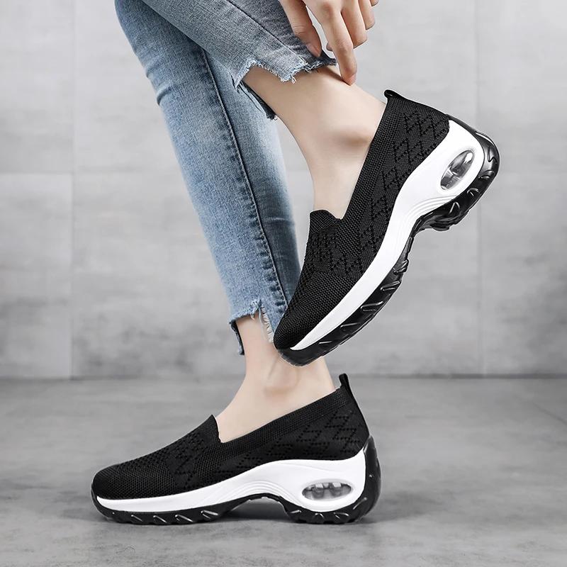 Fashion Women Platform Sneakers Woman Casual Shoes Cushion Sneakers Ladies Comfortable Shallow Mout Sock Sneakers Non-slip Walking Shoes