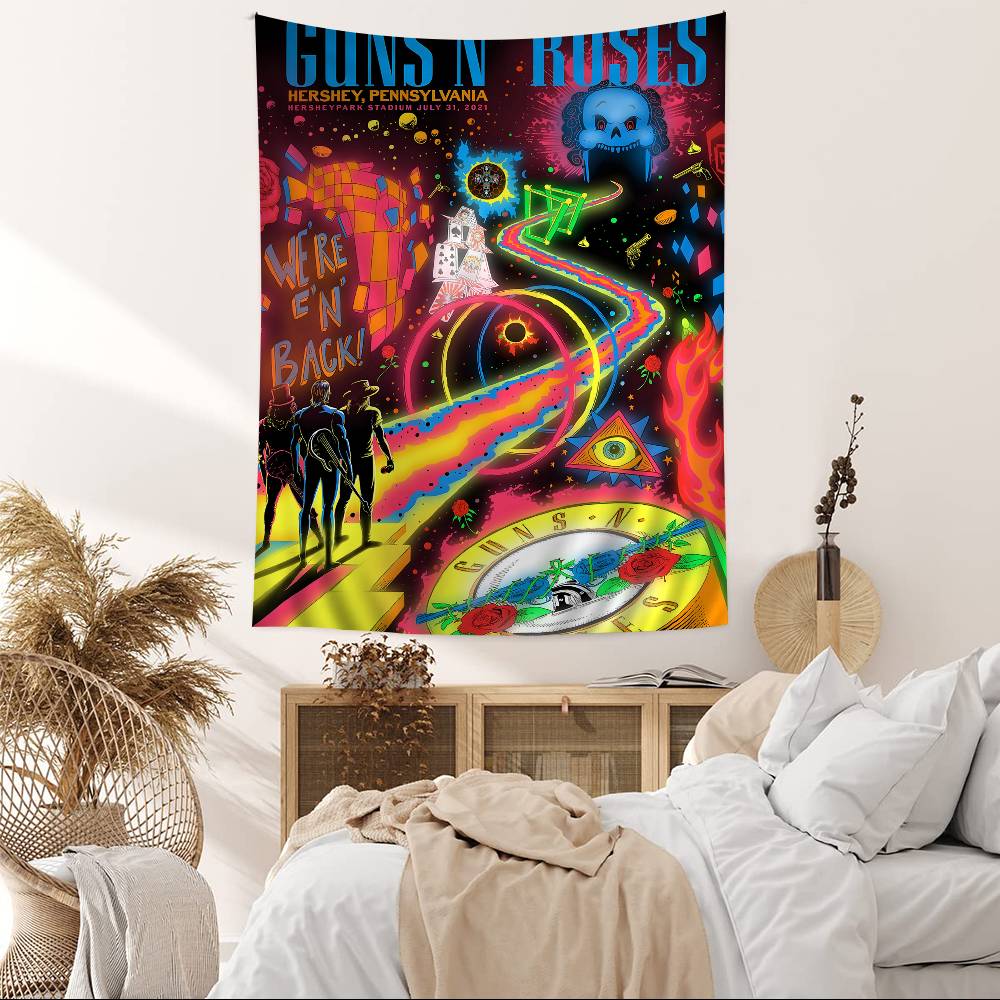 Rock Band GGuns NN RRoses Cartoon Tapestry Art Science Fiction Room Home Decor Wall Hanging Sheets