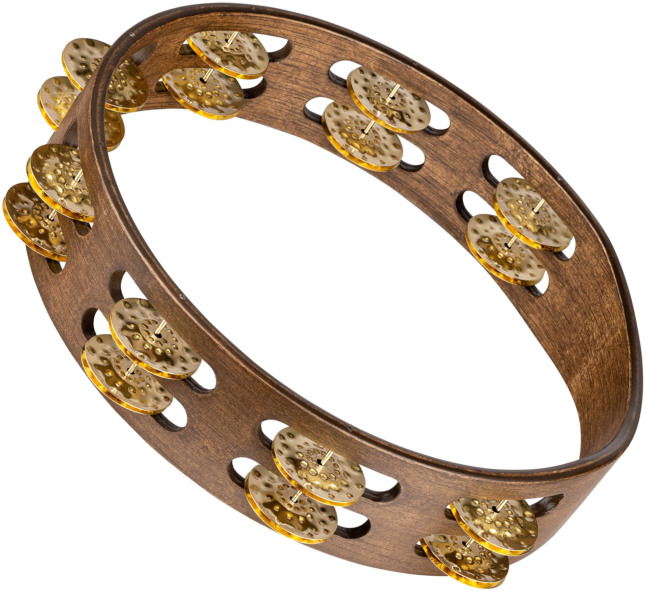 

MEINL Percussion Vintage Wood Tambourine Hammered Brass Jingles 2rows TA2V-WB []