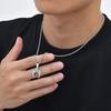 Turquoise Moon Pendant Necklace for Men Boys,Silver Color Stainless Steel Collar,Ethnic Retro Gift