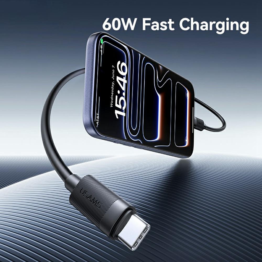 USAMS SJ780 U94 1m PD 60W Fast Charging Cable Type-C To Type-C Data Transfer Cord for Smartphone/Laptop/Tablet