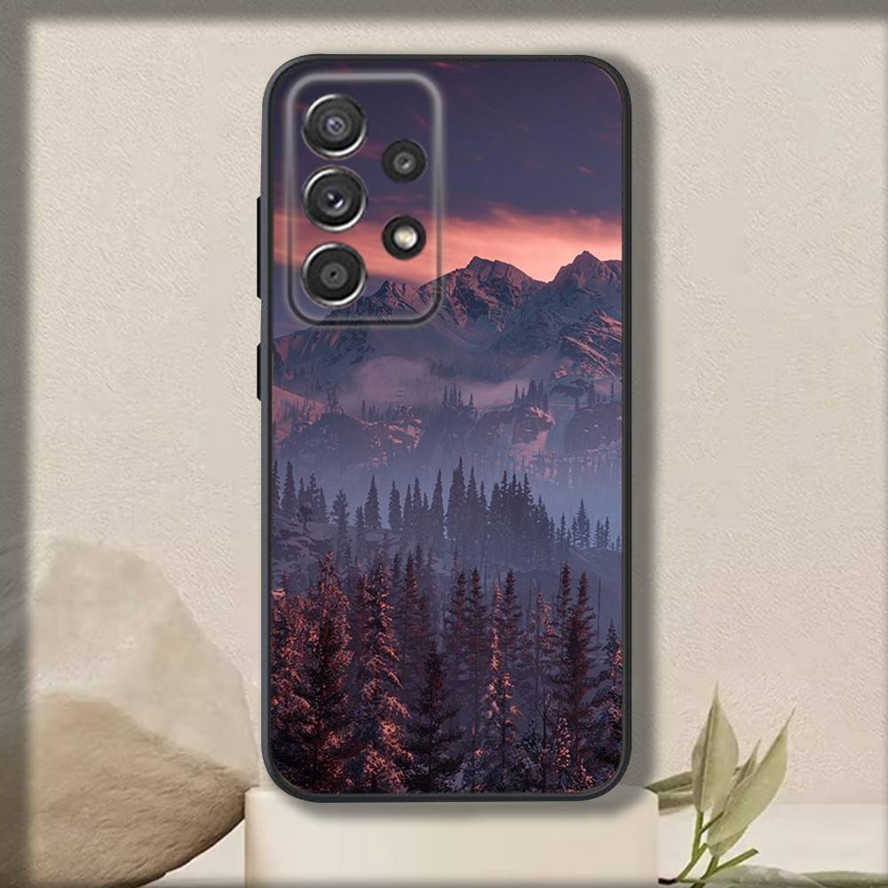 Art Forest Mountains Phone Case For Samsung S 25,24,23,22,30,21,10,9,Ultra,Plus,Lite,FE,4,5 G Soft Black Case
