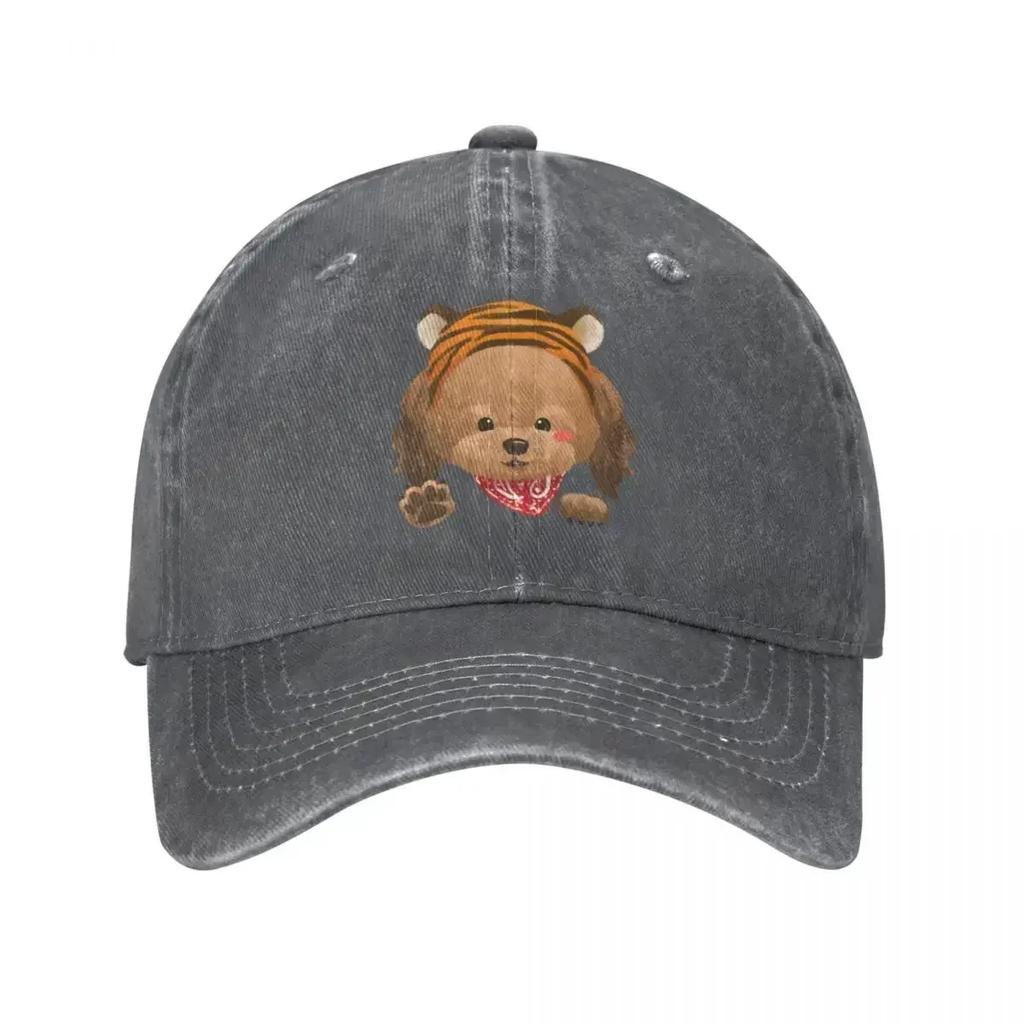 Poodle Dog Wearing Tiger Hat Baseball Cap Military Cap Man Wild Ball Hat Baseball Cap For Men WomenS