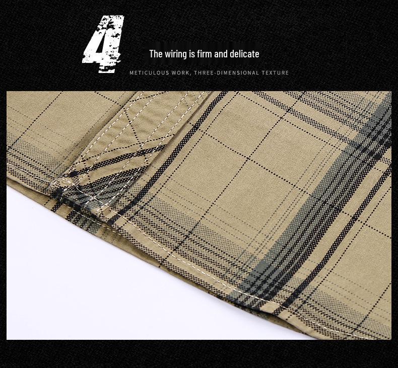 2023 Summer Men's Plus Size Cotton Short Sleeve Plaid Shirt - Loose, Casual, for Middle-Aged & Young