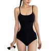 [EnagmourCheripo] Backless One-Piece Swimsuit with Chest Pads, Sexy, Body-Shaping, Solid Color, Lightweight, Sleeveless, Tight Fit, Cute, All-in-One,