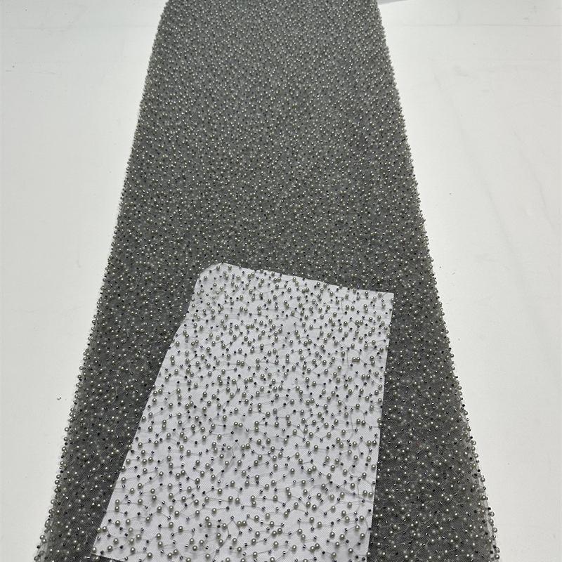 1yard Sequin Embroidery Fabric for Wedding Dress DIY Sewing Elegant Embroidered Beaded Lace Fabric Glitter Evening Dress Cloth