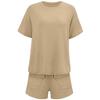 Summer Women'S Casual Style Loose Round Neck Solid Color Short Sleeved Top And Shorts Set