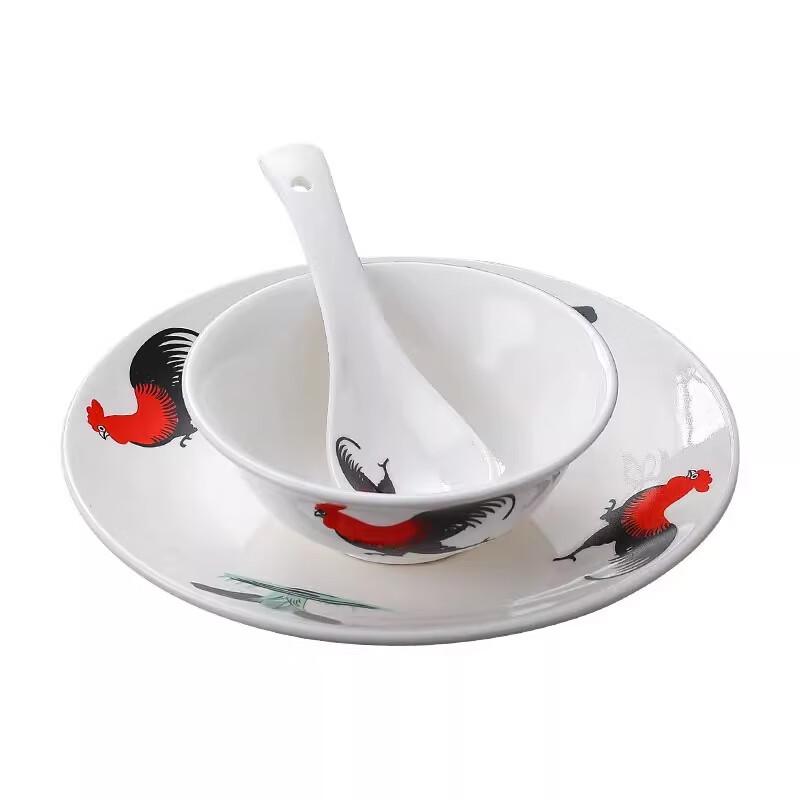 Set di piatti in ceramica vintage con gallo