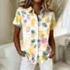 Women's Shirt Hawaiian Print Button Short Sleeved Pocket Casual Top