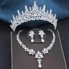3Pcs Bridal Crown Jewelry Sets Luxury Tiaras and Earrings Necklace Set for Women Bride Wedding Dress Crown Sets Prom Gifts