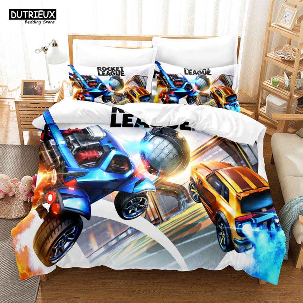 Rocket League Single Bedding Set America Car Gaming Bed Linen Boys