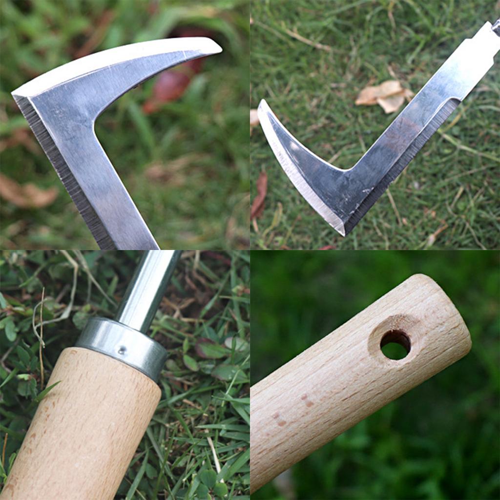 Garden Crack Weeder Crevice Weeding Tool Handle Stainless Steel Manual Lawn Mower L Shape Weeding Sickle For Farm Lawn Patio
