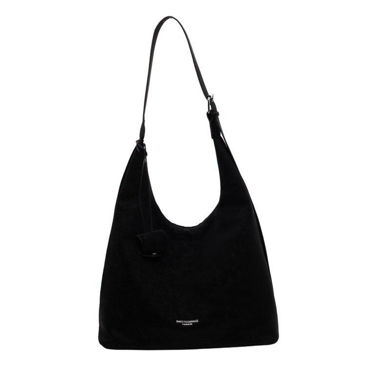 

Women s bag shoulder bag large capacity casual satchel leather velvet fashion retro commuter women s boutique niche design big bag One size чорний