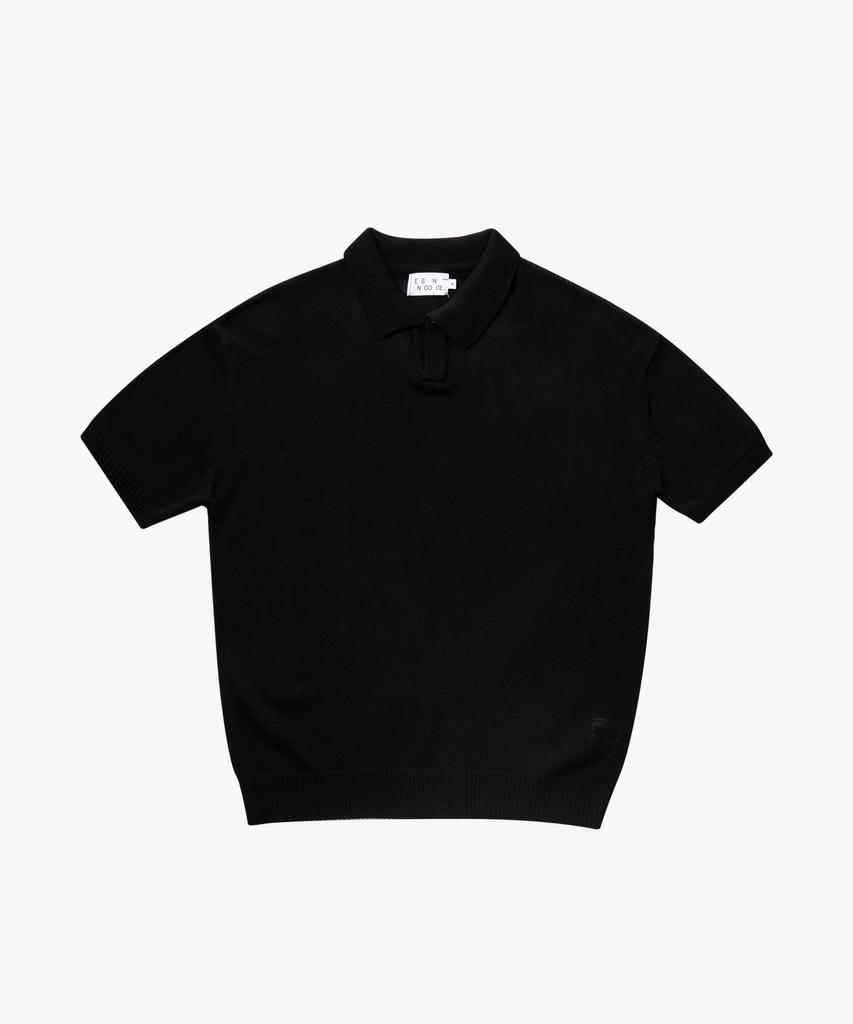 ESN Washable Collared Neck Short Sleeve Knit Black