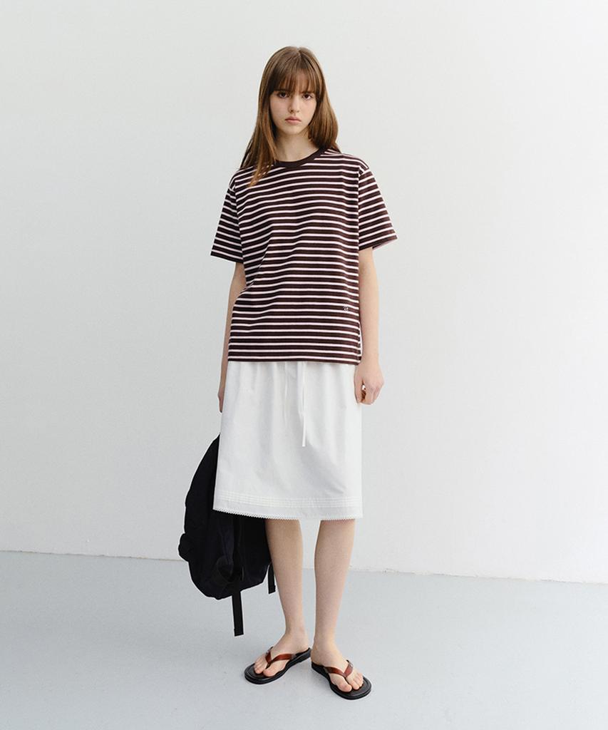 Deonseuteu Unisex Striped T-Shirt_Udts6B126_Brown / Pink