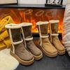 Women's Thick-soled One Foot Stirrup Mid-calf Winter Lightweight Warm Anti Cold Padded Snow Boots Non-slip Wear Casual Sneakers Cotton Boots