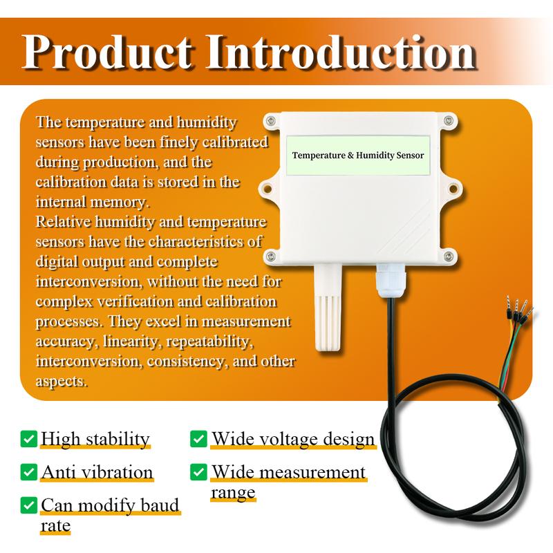 Digital Display Transmitter with Temperature Humidity Sensor Probe RS485 Analog 0-5V 0-10V 4-20mA Waterproof Temperature Sensors