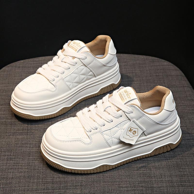Leather Little White Shoes Women's Shoes Velvet Spring New Thick Baseplate Shoes Panda Shoes Casual Sports Shoes Women's