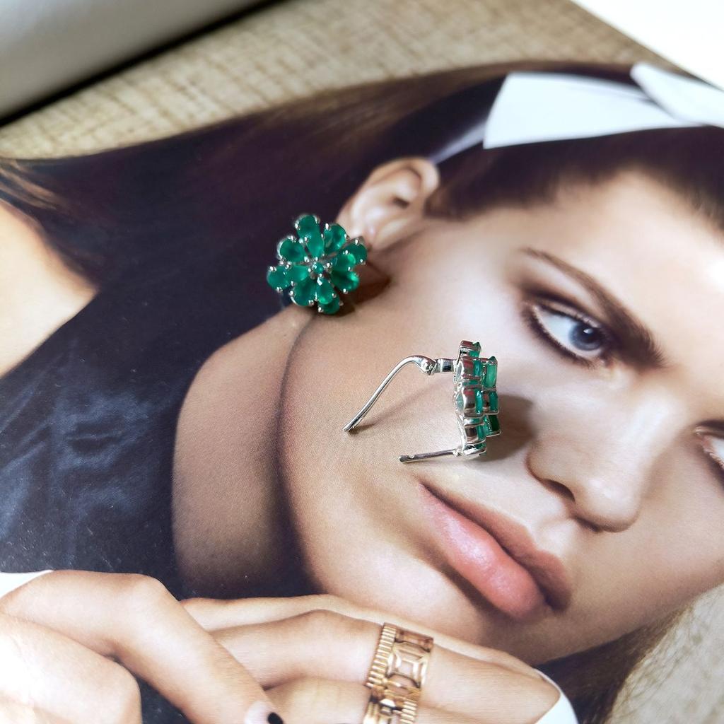 Silberne Ohrringe mit natürlichem Achat 6,8 ct (2174073)