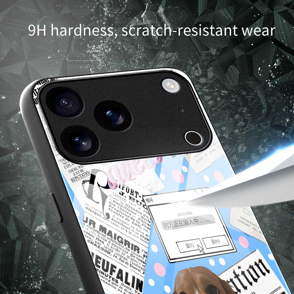 For iPhone 17 Pro Max Case TPU PC Tempered Glass Pattern Printing Anti Drop Phone Back Cover