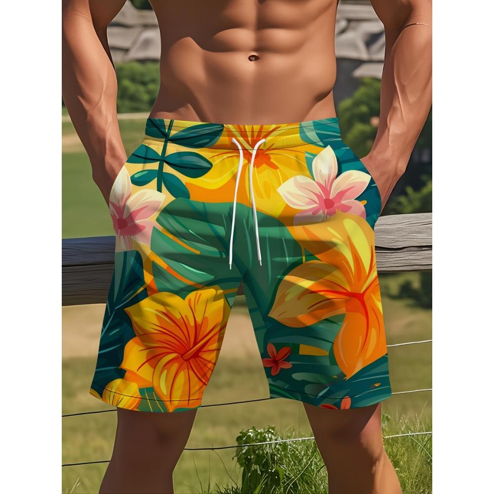 3D Printed Vibrant Street Shorts Abstract Design Tropical Plant Pattern Suitable for Party Casual Beach Shorts Party Shorts