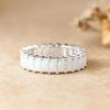 Baguette Opal Eternity Band Ring for Women – 925 Sterling Silver Stackable Wedding Anniversary Ring Jewelry Gift