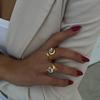 Shiny Cubic Zirconia Adjustable Ring 18K Gold Plated Stainless Steel Geometric Waterproof Daily Chic Jewelry for Women
