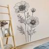 Minimalistisk Line Art Blomstervægklistermærke Nordisk Selvklæbende Soveværelse Stue Dekoration