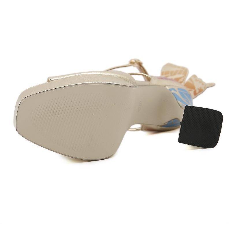 Eilyken Sandales Sexy à Bande Étroite et Nœud Papillon à Bout Carré pour Femmes, Design de Mode, Plateforme, Talons Hauts Épais, Escarpins de Soirée