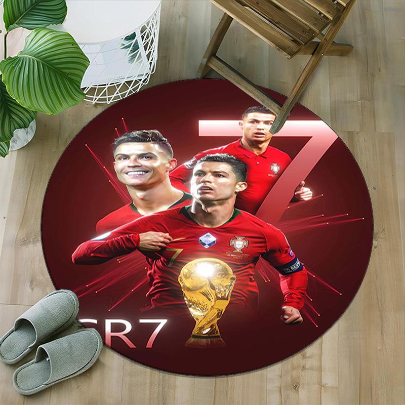 1pc Soccer 7 (4) Print Round Carpet Chair Round Carpet Suitable for Bedroom Living Room Home Decorative Carpet